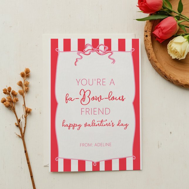 Cartes Pour Fêtes Annuelles Chic Pink Frame Fa Bow lous Valentines (Créateur téléchargé)