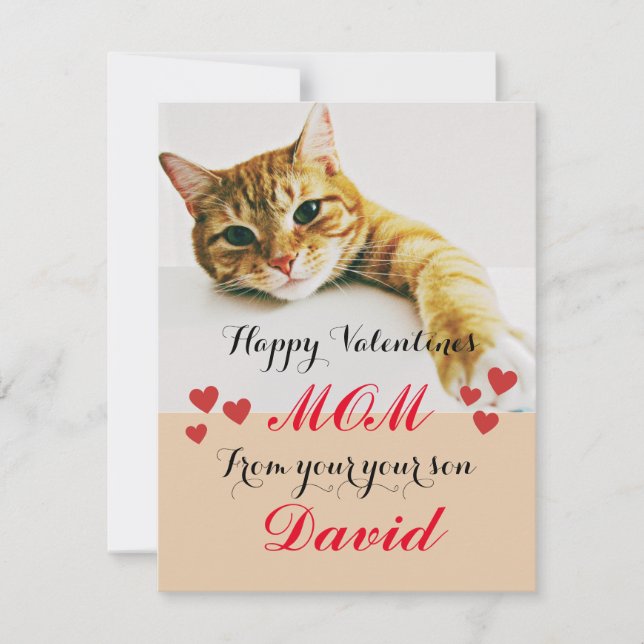 Cartes Pour Fêtes Annuelles Chic Red Heart mignonne maman chat valentines cart (Devant)