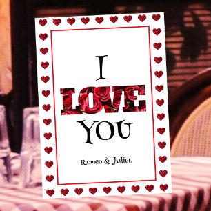 Cartes Pour Fêtes Annuelles Chic Rouge & Blanc Je t'aime Coeur Valentines Day