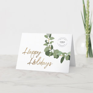Cartes Pour Fêtes Annuelles Chic Simple Joyeux Vacances Gold Green Wreath
