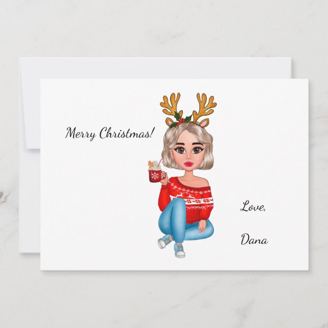 Cartes Pour Fêtes Annuelles Chic Stylish Cozy Woman Christmas (Devant)