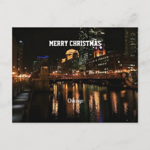 Cartes Pour Fêtes Annuelles Chicago à la nuit, Joyeux Noël !
