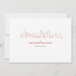 Cartes Pour Fêtes Annuelles Chicago Holiday Skyline - With matching envelope