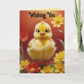 Cartes Pour Fêtes Annuelles Chick With Flowers Easter Card