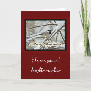 Cartes Pour Fêtes Annuelles Chickadee couvert par noir de Noël dans la neige