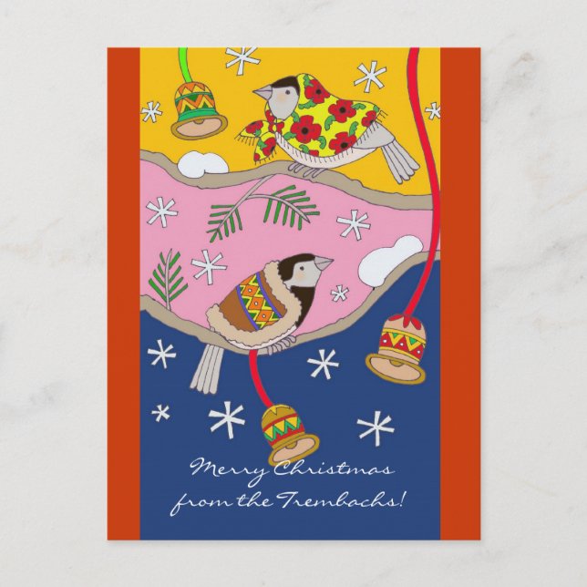 Cartes Pour Fêtes Annuelles Chickadee de Noël par Vera Trembach (Devant)