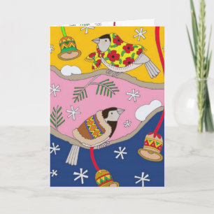 Cartes Pour Fêtes Annuelles Chickadees ukrainiens de Noël par Vera Trembach