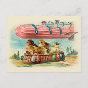 Cartes Pour Fêtes Annuelles Chicks in Pink Blimp Vintage Easter