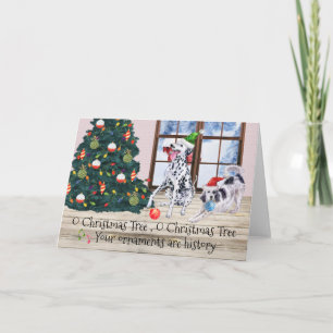 Cartes Pour Fêtes Annuelles Chien amusant arbre de Noël Espagnol dalmate