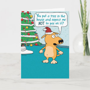 Cartes Pour Fêtes Annuelles Chien amusant contre Noël des arbres