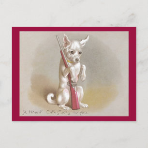 Cartes Pour Fêtes Annuelles Chien avec fusil Noël victorien