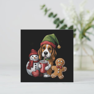 Cartes Pour Fêtes Annuelles Chien Basset Hound Elf Noël Joyeux Xmas