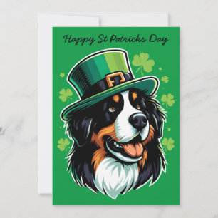 Cartes Pour Fêtes Annuelles Chien bernois irlandais Chapeau de Leprechaun Fête