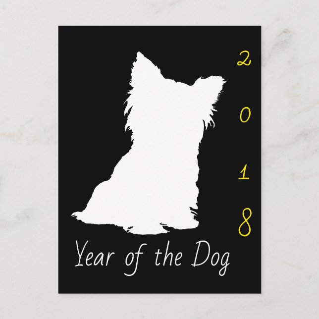 Cartes Pour Fêtes Annuelles Chien blanc mignon chinois année anniversaire Blac (Devant)