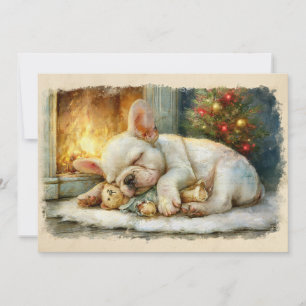 Cartes Pour Fêtes Annuelles Chien Bouledogue Français Puppy Dormant Noël