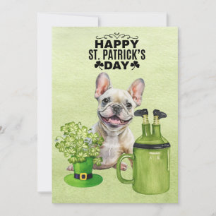 Cartes Pour Fêtes Annuelles Chien Bouledogue Français St. Patrick's Day Chapea