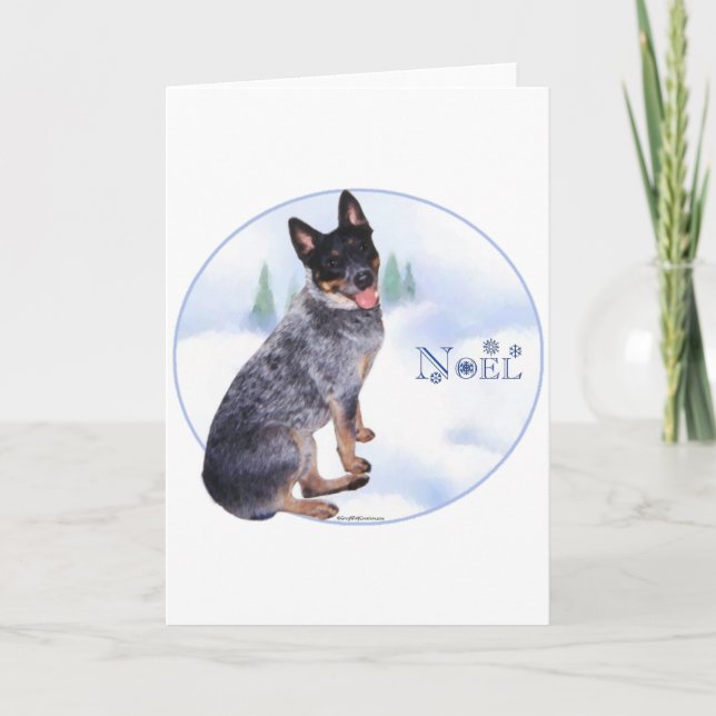 Cartes Pour Fêtes Annuelles Chien Bouvier Australien Noel (Devant)