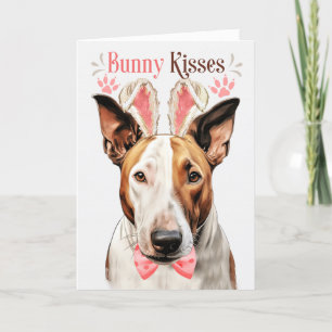 Cartes Pour Fêtes Annuelles Chien Bull Terrier avec des oreilles de lapin pour