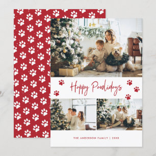 Cartes Pour Fêtes Annuelles Chien Chat Propriétaire Rouge Photo Joyeux Pawlida