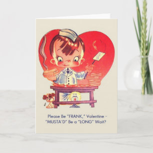 Cartes Pour Fêtes Annuelles Chien chaud vintage et Saint-Valentin de moutarde