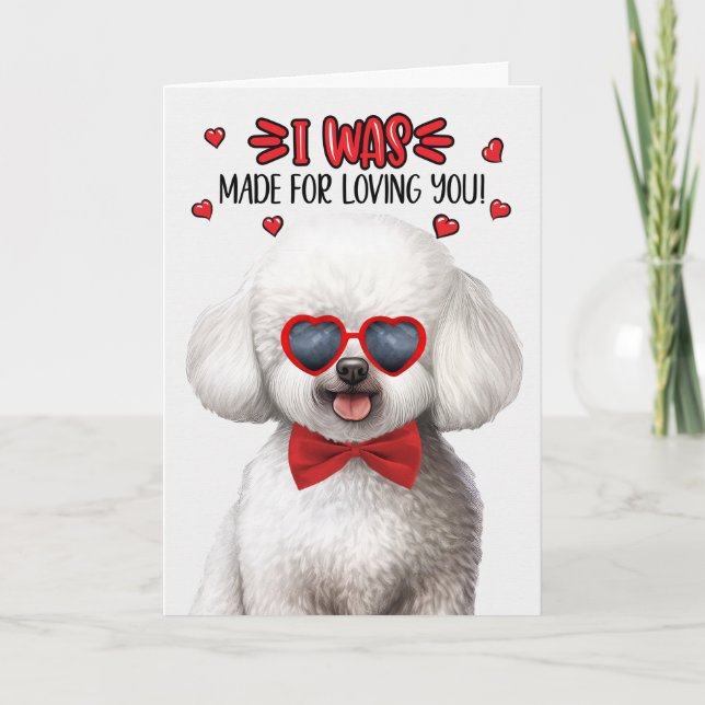 Cartes Pour Fêtes Annuelles Chien chinois Bichon Frise qui vous aime Valentine (Devant)