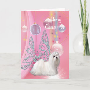 Cartes Pour Fêtes Annuelles Chien chiot maltais Noël
