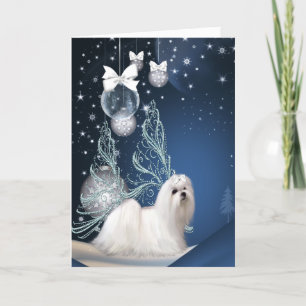 Cartes Pour Fêtes Annuelles Chien chiot maltais Noël