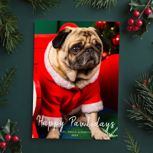 Cartes Pour Fêtes Annuelles Chien Chiot Noël Photo Joyeux Pawlidays Rouge