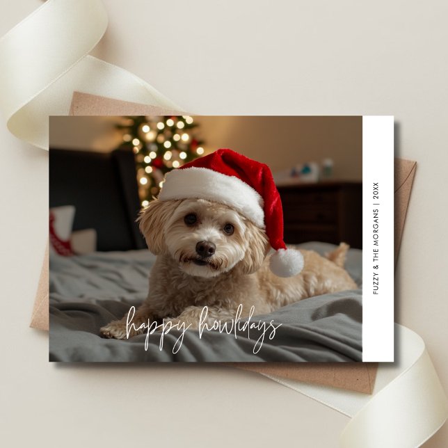 Cartes Pour Fêtes Annuelles Chien Christmas Overlay Photo Happy Howlidays Anim (Créateur téléchargé)