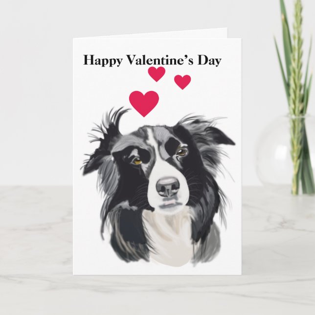 Cartes Pour Fêtes Annuelles Chien Colley noir et blanc (Devant)