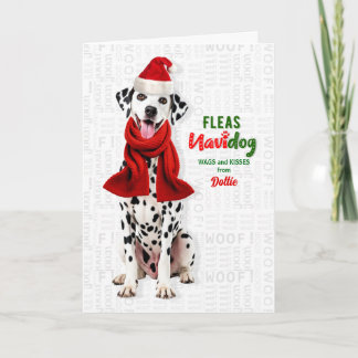 Cartes Pour Fêtes Annuelles Chien Dalmatien Drôle Puces Navidog avec Nom