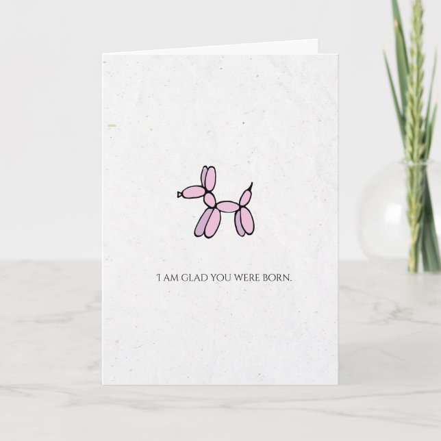 Cartes Pour Fêtes Annuelles Chien de ballon rose Joyeux anniversaire (Devant)