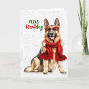Cartes Pour Fêtes Annuelles Chien de berger allemand Mignon NaviDOG puces