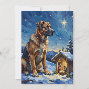 Cartes Pour Fêtes Annuelles Chien de berger d'Anatolie gardant une crèche