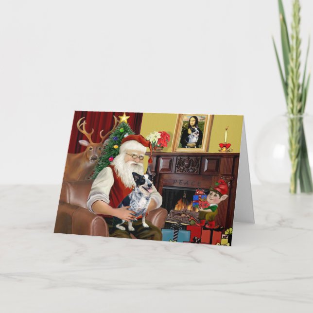 Cartes Pour Fêtes Annuelles Chien de bétail australien père Noël (#1) (Devant)