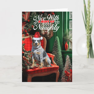 Cartes Pour Fêtes Annuelles Chien de bétail de Noël coquin ou gentil