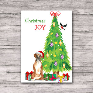 Cartes Pour Fêtes Annuelles Chien de boîte de Santa Hat et arbre de Noël