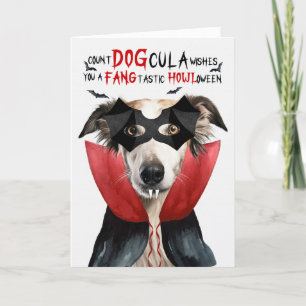 Cartes Pour Fêtes Annuelles Chien de Borzoi Drôle nombre DOGcula Halloween