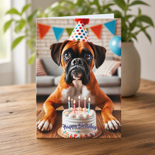 Cartes Pour Fêtes Annuelles Chien de boxe Anniversaire Amusant