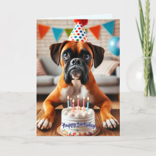 Cartes Pour Fêtes Annuelles Chien de boxe Anniversaire Amusant