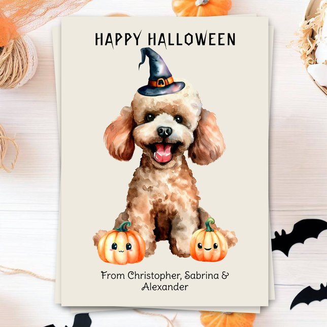 Cartes Pour Fêtes Annuelles Chien de caniche Joyeux Halloween (Créateur téléchargé)