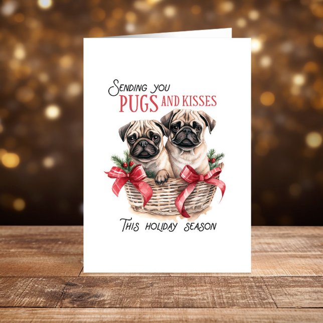 Cartes Pour Fêtes Annuelles Chien de Carlins mignons Noël Joyeux Fêtes (Créateur téléchargé)