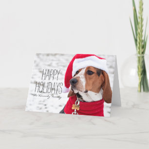 Cartes Pour Fêtes Annuelles Chien de chasse portant un manteau d'hiver et un