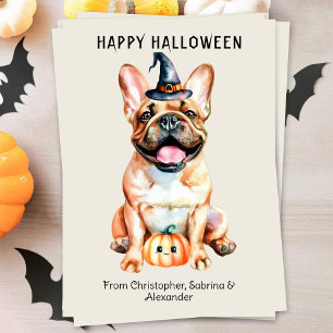 Cartes Pour Fêtes Annuelles Chien de Chien de taureaux français heureux Hallow