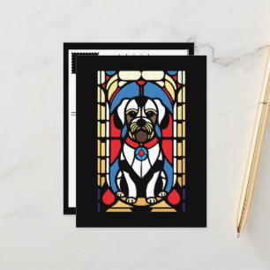 Cartes Pour Fêtes Annuelles chien de chiot en vitrail