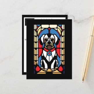 Cartes Pour Fêtes Annuelles chien de chiot en vitrail