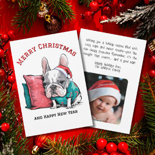Cartes Pour Fêtes Annuelles chien de compagnie français mignon, chapeau de Pèr