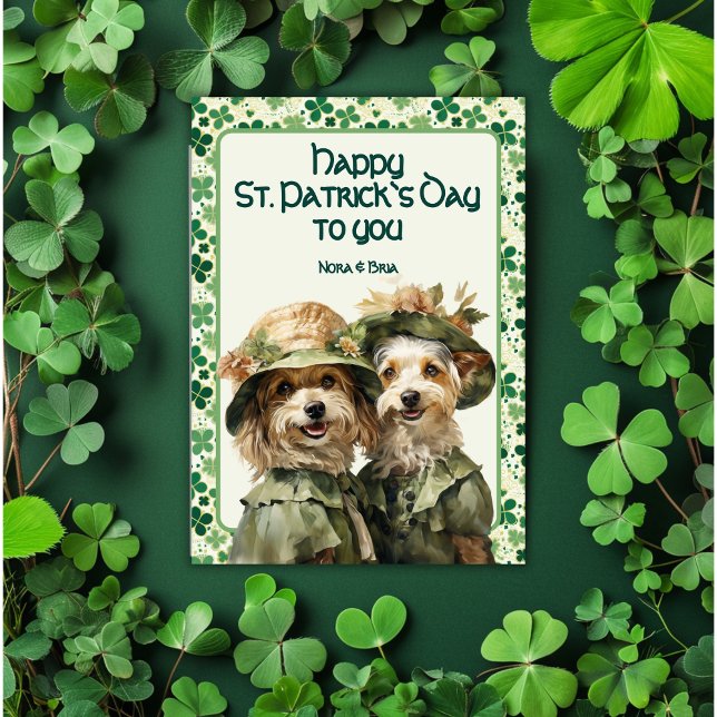 Cartes Pour Fêtes Annuelles Chien de duo de St. Patrick Irish Belles (Créateur téléchargé)
