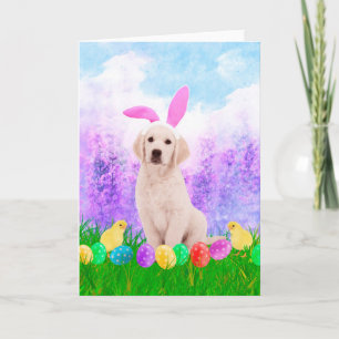 Cartes Pour Fêtes Annuelles Chien de golden retriever avec des poussins de
