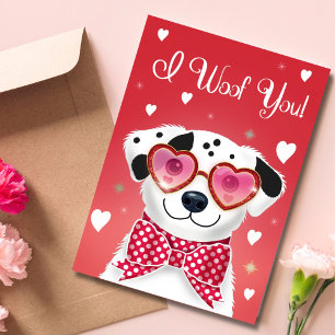 Cartes Pour Fêtes Annuelles Chien de la Saint-Valentin avec lunettes de soleil